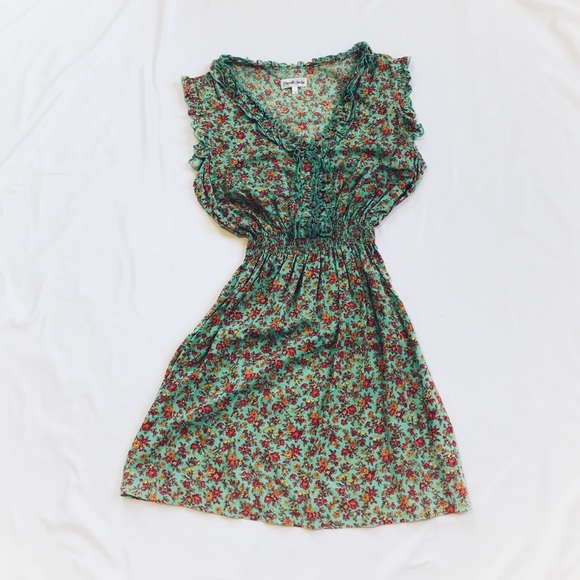 Floral Ruffled Cotton Dress Sz L - Picture 5 of 6